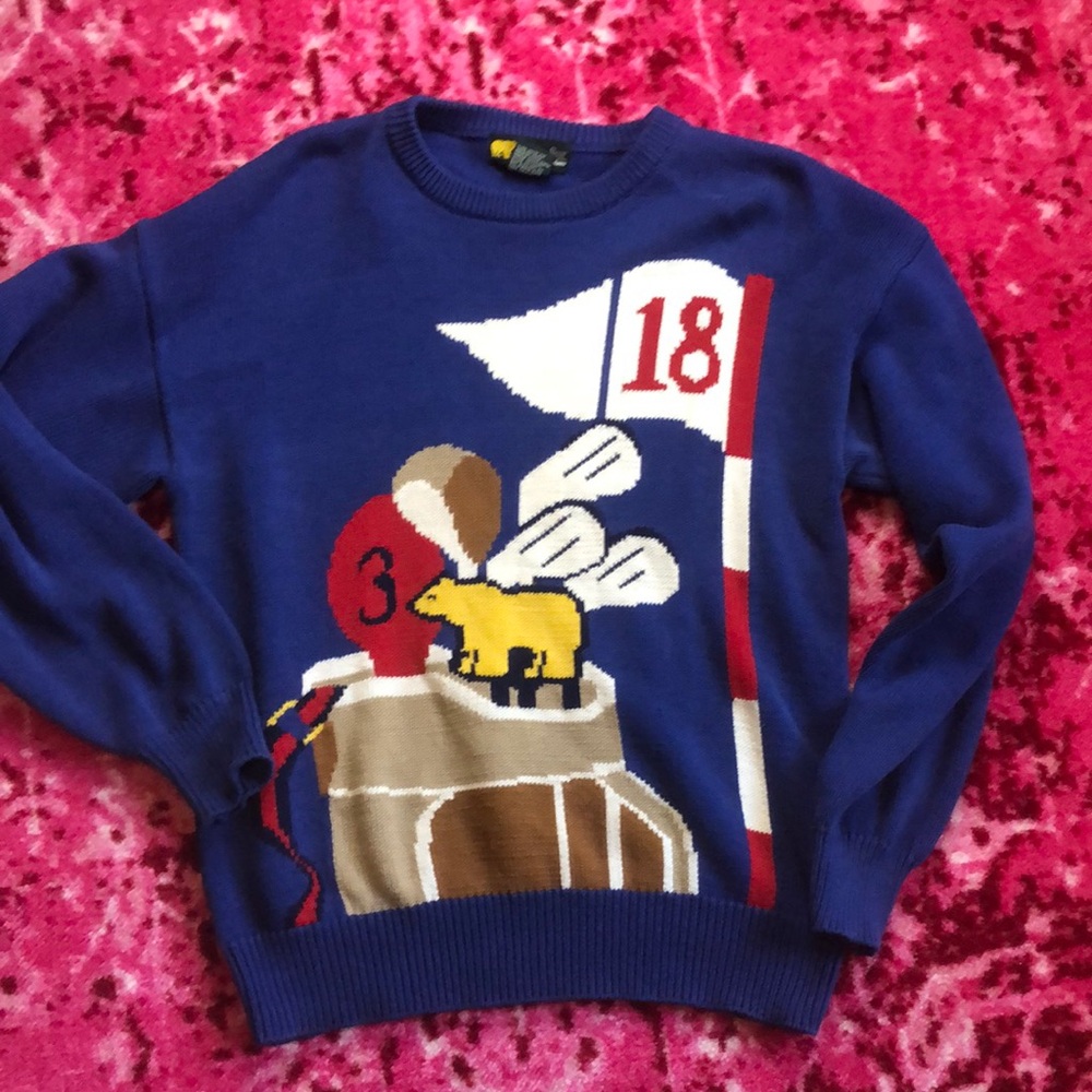 Men’s Vintage Golden Bear by Jack Nicklaus Blue Graphic Sweater
